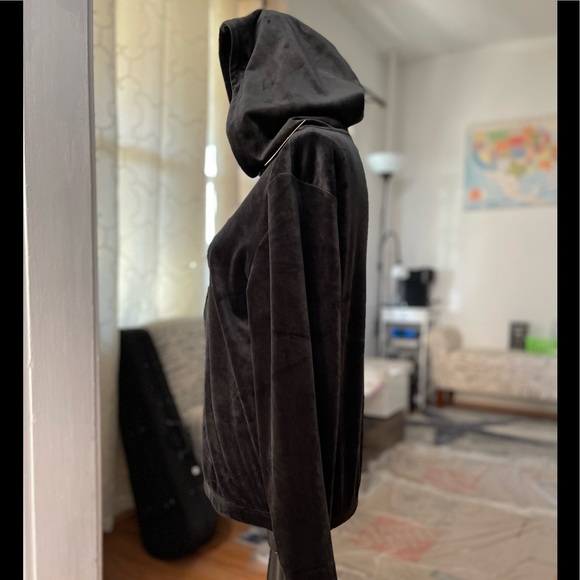 NWT Women’s Size Small Fila Velour Half-Zip Fleece Logo Print Hoodie In Black - Picture 6 of 12